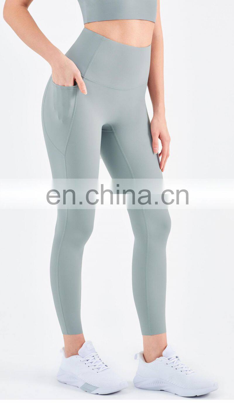 High Waist Yoga Leggings Women Recyclable Custom Gym Sports Pants With Pockets