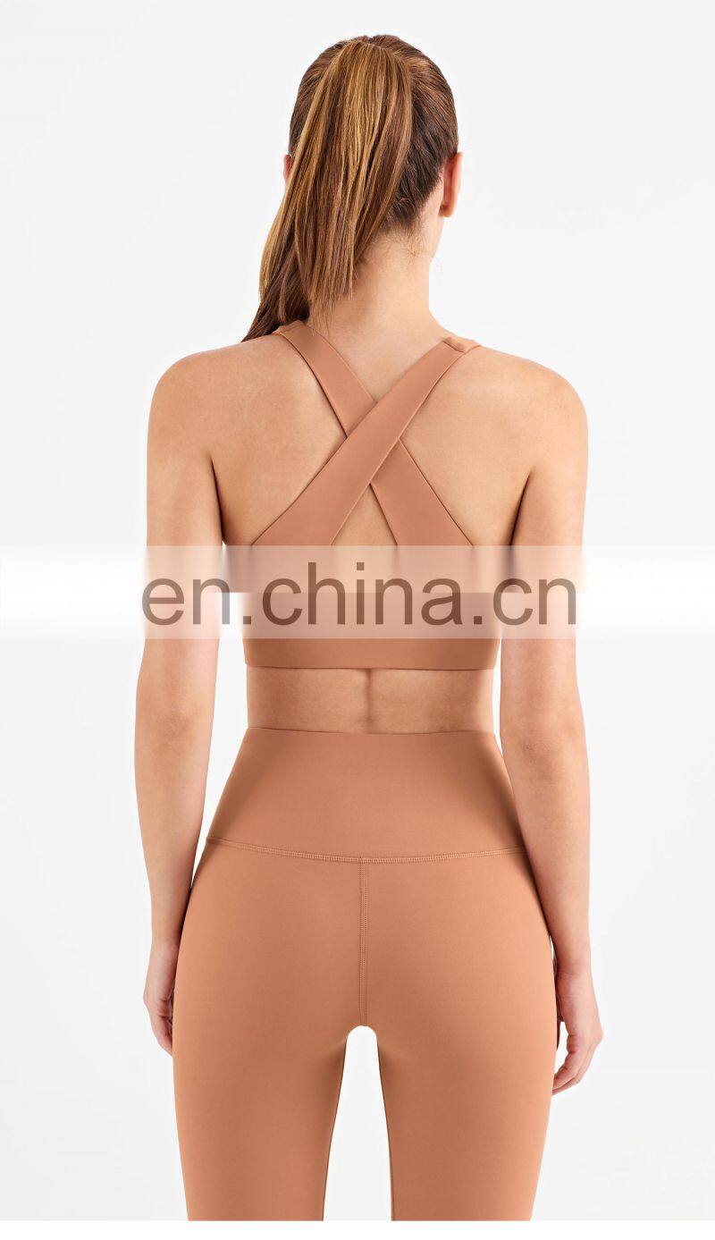 Designer Wholesale 2022 High Support Sport Bra Hollow Cross Back Sport Top Sports Bra Women