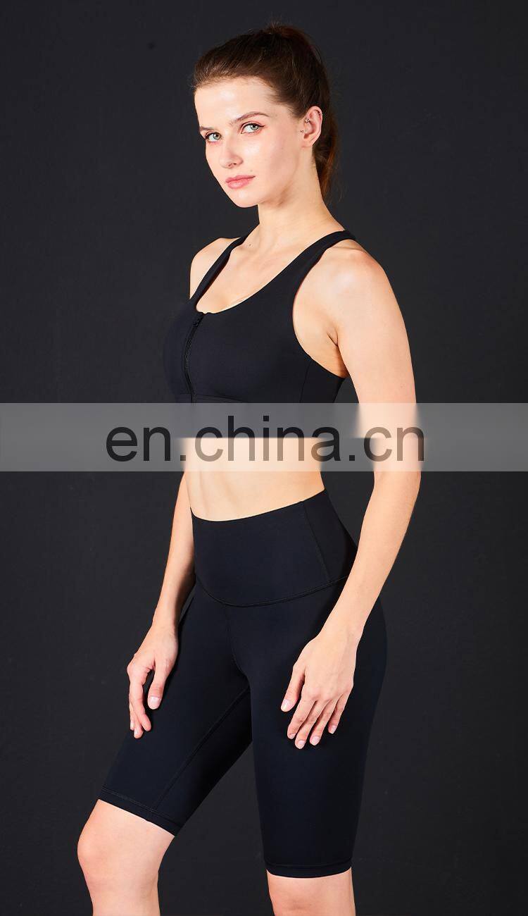 New Customized Front Zipper Shockproof Sports Bras Workout Fitness Yoga Tops