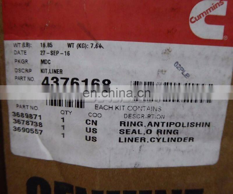 4376168 5472970 Cummins engine ISX QSX Cylinder Liner Kit