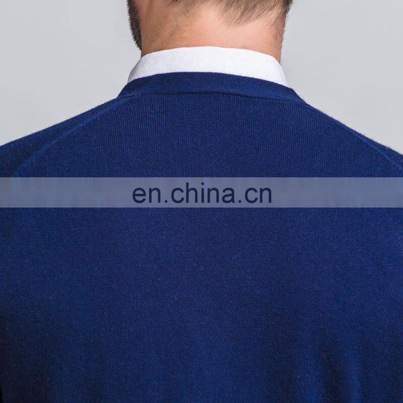 Autumn Spring Men's Wool Cardigan Fashionable Single Breasted Casual Sweater with V-Neck Hand Knitted