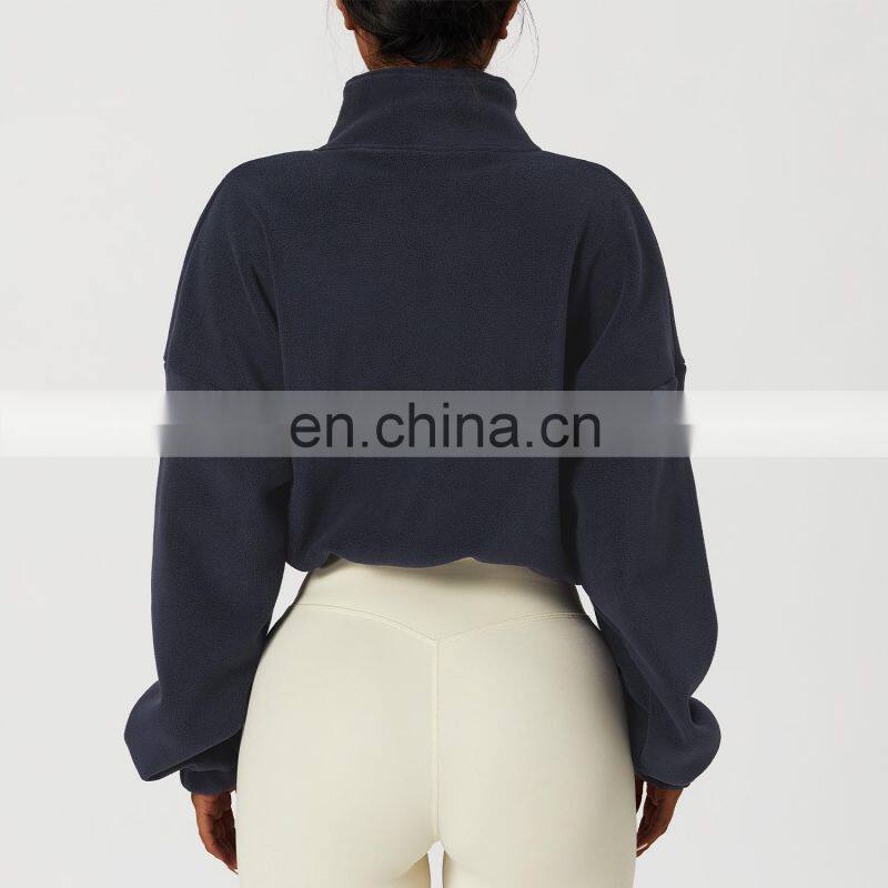 Winter Outdoor Adjustable Polar Fleece Jackets Custom Women Full Zipper Sherpa Coats