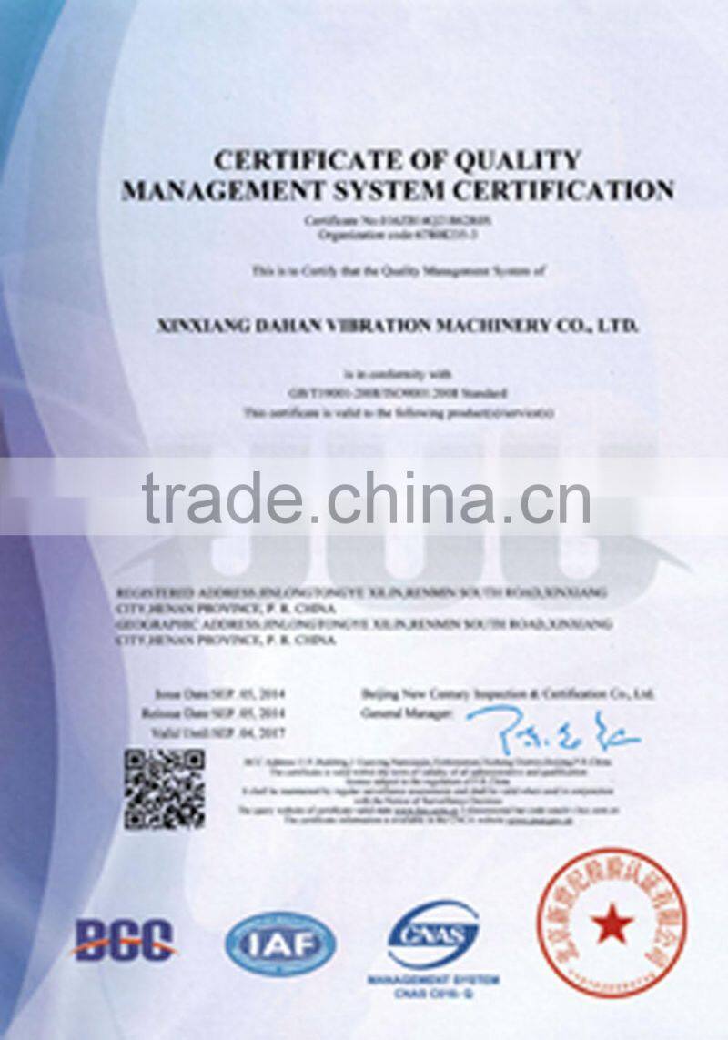 Certificate of quality management system certifica