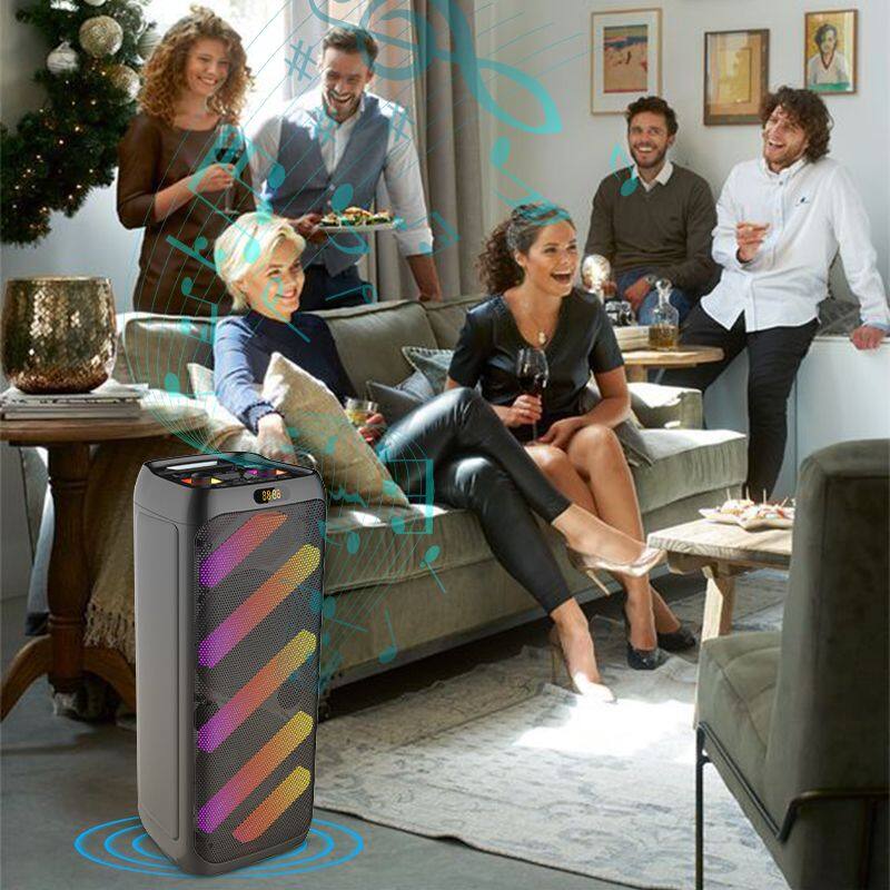 ZQS10210 super power 50W wireless 10-inch*2 active wireless party speaker with colorful lights