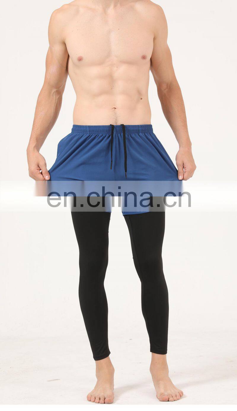 Quick-Drying Men's Leggings Casual Tights Body Two Pieces Running Fitness Sports Shorts