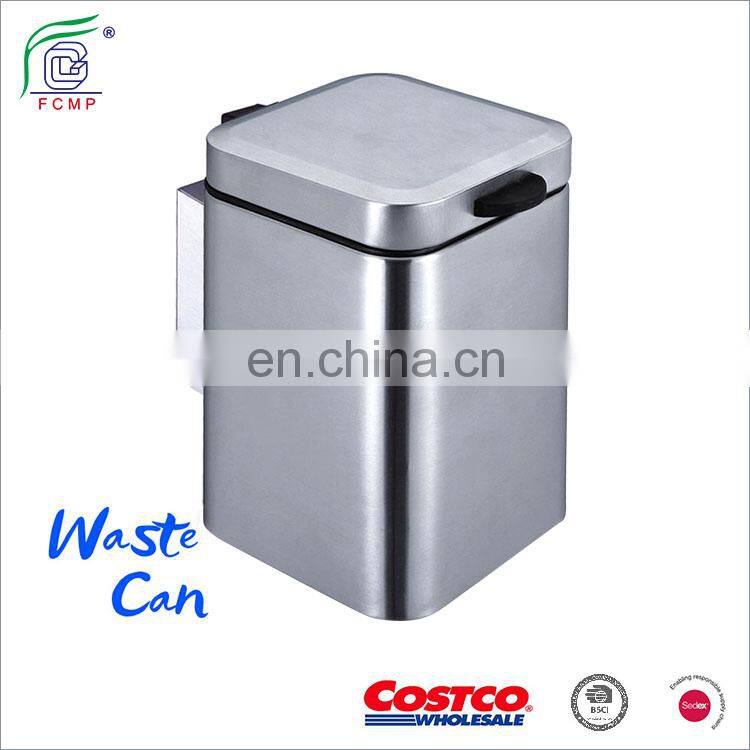 High quality pedal bin stainless steel hotel wall mounted bin