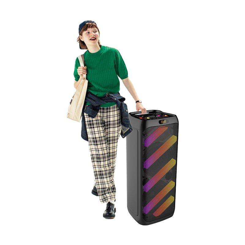 ZQS10210 super power 50W wireless 10-inch*2 active wireless party speaker with colorful lights