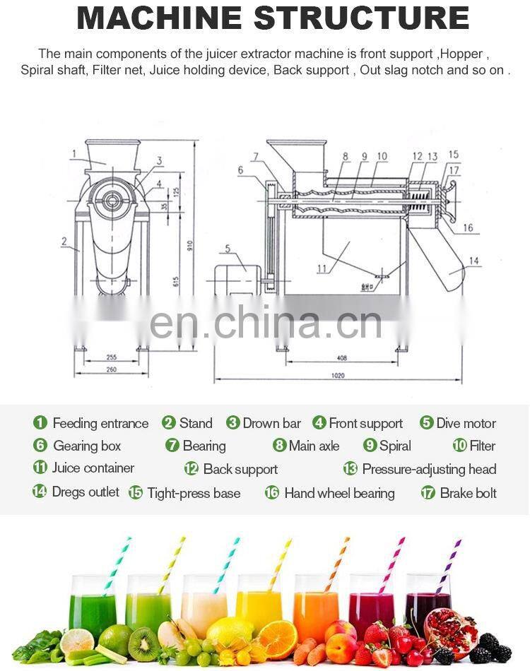 Industrial Fruit Juice Making Machine Industrial Cold screw Press pressing Juicer Extractor extracting Machine