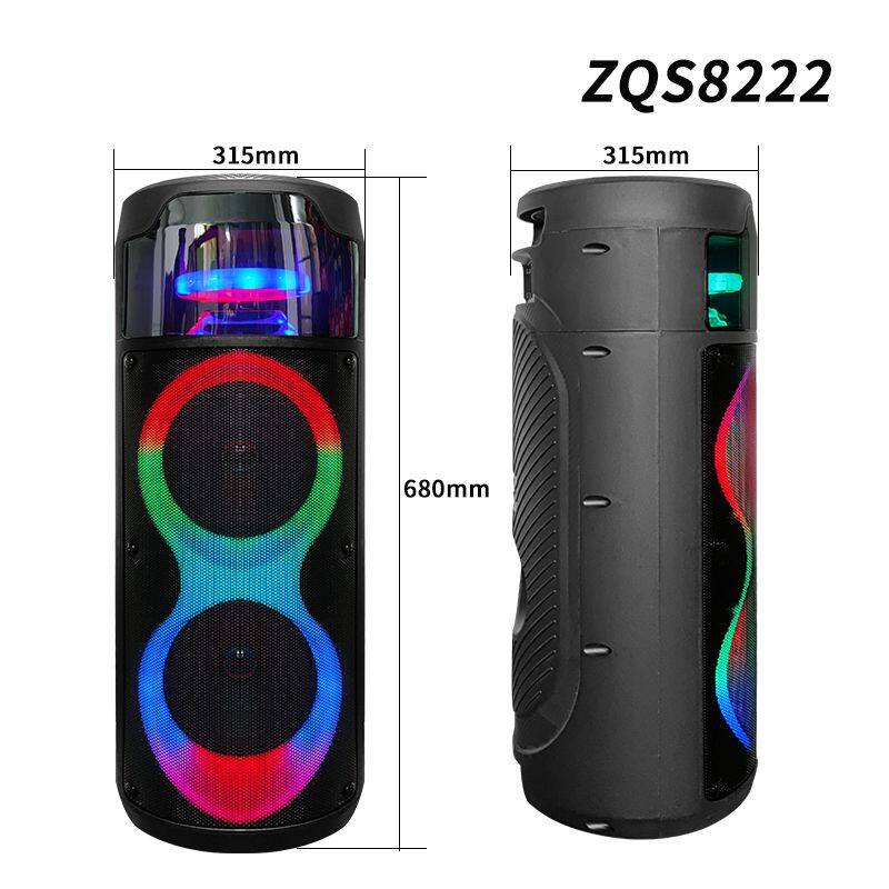 ZQS8222 wholesale subwoofer 40W power dual 8 inch speaker wireless bass sound OEM party speaker