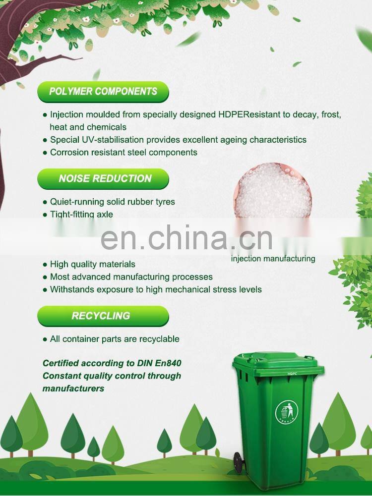 100 Liter Outdoor Trash Can Sanitation Plastic Dustbin Garbage Wheelie Waste Bin With Lid