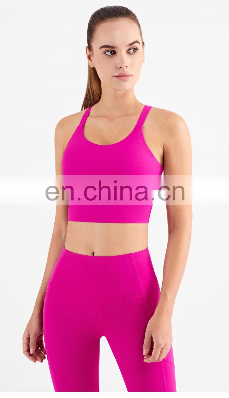 Breathable Adjustable Strap Racer Back Wholesale Fitness Gym Wear Women Sports Yoga Bra