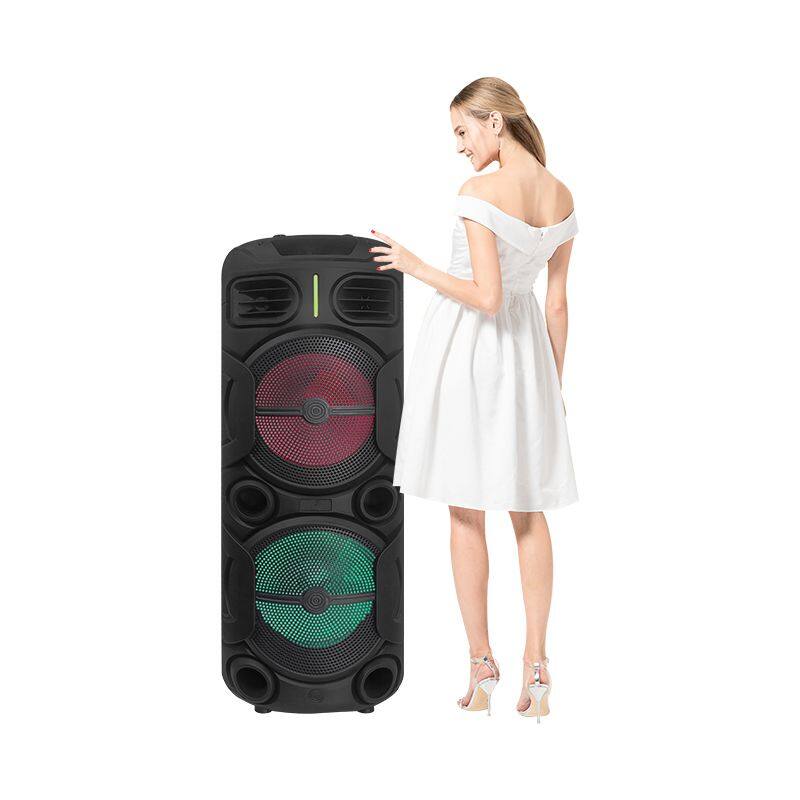 ZQS10208 super power 80W wireless 12-inch*2  bass sound customized party speaker with colorful lights