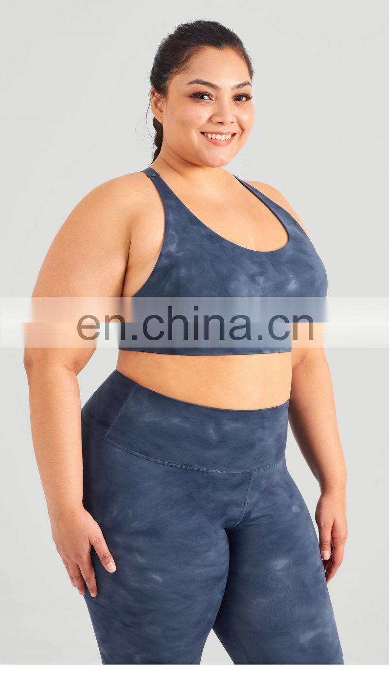 Wholesale Plus Size Women Tie Dye Sport Bra Top Fitness Shockproof Workout Wear