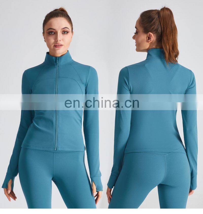 Christmas Women Thumb Holes Yoga Jackets Wholesale Gym Long Sleeve Slim Sport Wears