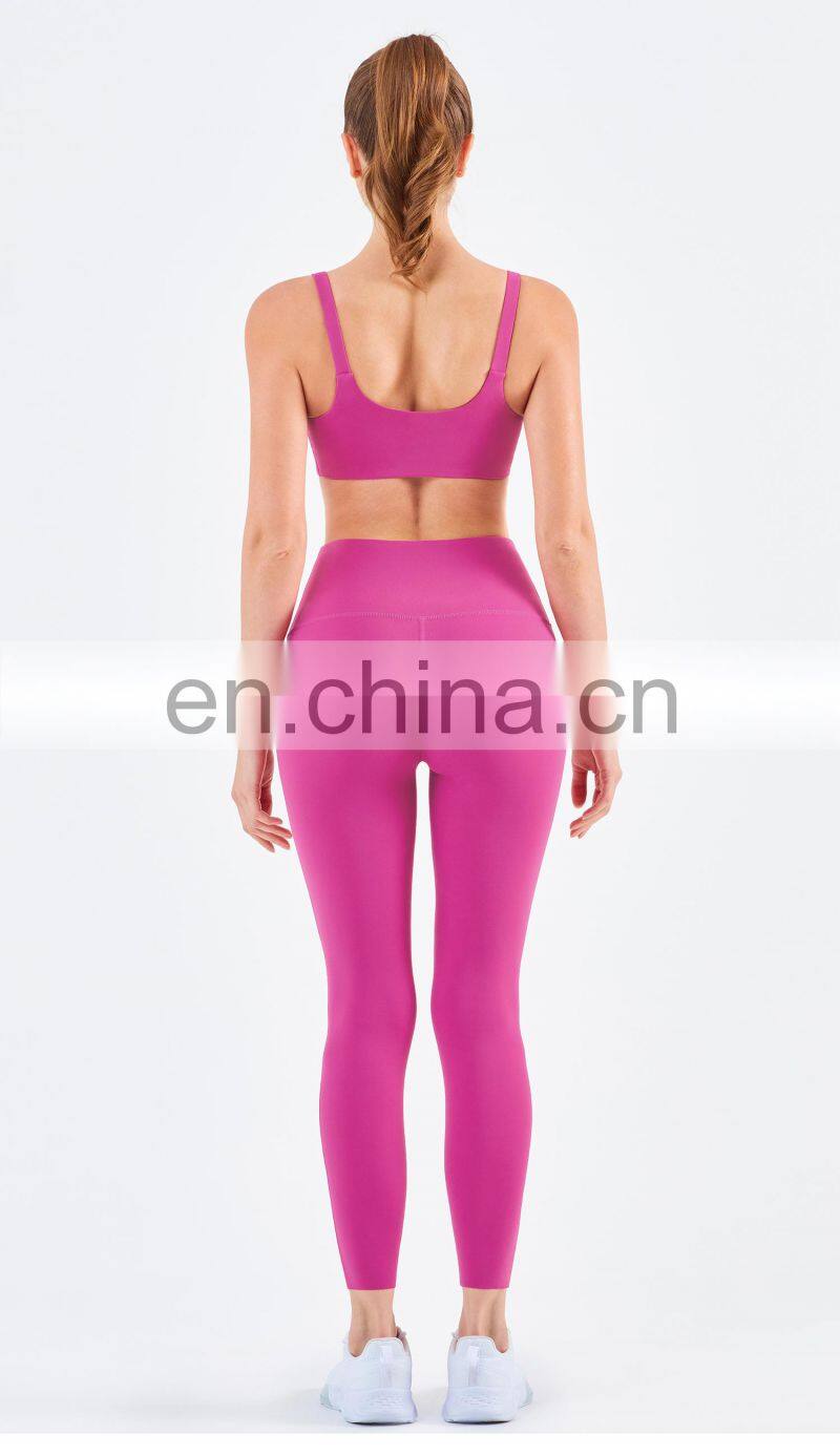 2023 Women's Sports Fitness Yoga Sets Invisible Elastic Hem Bra High Waist Legging Suits