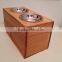 Custom logo vintage stain color solid wooden dog bowl crate,wood double bowl crate