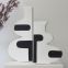 Letter Creative Geometry Modern Minimalism Fashion White Black Ceramic Plant Vase For Office Decor