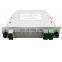 Ftth 1x2 plc box splitter 1x2 steel tube pon plc splitter rack mount fiber optical modular plc splitter