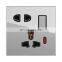 Type 86 Universal Standard 3-Pin Wall  Switched Socket With Noen Light Tempered Glass Panel Socket And Switch Electrical 16A