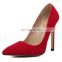 high heel women's pumps shoes red suede upper pointed toe women single small orders ladies shoes