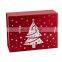 Red color folding box with matte lamination silver hot stamping logo christmas packaging box magnetic box with ribbon bow