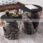 New design furniture 3 nest wooden tea coffee table with storage basket