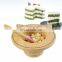 Bamboo baby bowl kids feeding bowls plate with silicone spoon and base