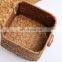 Hot Selling Hand woven straw basket with cover straw square basket house decor, Seagrass Box Wholesale For Gift