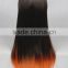 High Quality 65cm Medium Long Straight Black&Orange Color Mixed Lolita Wig Party Wig