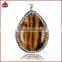 Tiger eye gemstone pendant, Pearl Jewelry & Drop Shape Tiger's Eye & Zircon Pendant Bead Silver Plated Clasp