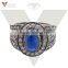 Blue Sapphire 925 Solid Silver Ring Pave Diamond Blue Sapphire Ring New Women Design Ring Most Popular Wholesale Sapplier