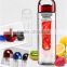 700ml tritan plastic fruit infuser water bottle red fruit cup