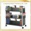 rolling book cart books cart library book trolley 3-tier wood-steel library book trolley rolling library cart