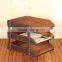 Creative Desktop leather three layer file rack three column office data frame A4 Notes file disk special finishing