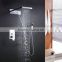 European shower hot cold mixer with embed box 2 function rainfall waterfall shower head and hand shower set for bathroom