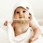 100% cotton natural white color towel with printed fabric hood baby towel blanket