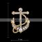 Wholesale gold plated brooch,pearl rhinstone brooch,anchor brooch