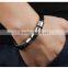 Best Selling Hot Chinese Products Men Genuine Leather Stainless Steel Bracelet