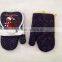 Christmas design printed cotton twill oven mitts gloves microwave oven mittens with golden trimming