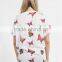 Oversized butterfly print white t shirt ,2015 new design t shirt,short sleeve printed rhinestone t shirt