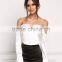 MGOO Manufacturer Custom Soft Satin Blouses Young Girl Sexy Crop Tops Off White Cold Shoulder Shirts