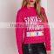 MGOO Custom Design Ladies Christmas Sweater Knitwear Women Diy Crop Jumper With Split Side Pink
