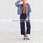 Latest denim jacket bomber falbala bomber jacket fashion woman clothing