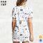 Oem adult pajamas made in china allover graphic print pajamas sleepwear for ladies