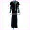 midi-sleeved graceful glossy black dress