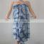 Cotton Pareo Sexy Bikini Sarong Floral Beach Wear Indigo Blue Shibori Print