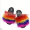 Multicolor Women New Fashion Fox Fur Slippers Wholesale Fluffy Fancy Shoe Slippers Ladies Slippers Designs With Fox