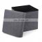 RTS Faux Linen Fabric Foldable Storage Ottoman For Home Furniture