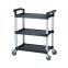 Large Size 3 Shelf Utility Cart with Wheels-Round pillar Commercial Janitorial Cart with Cover