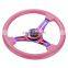 China supplier new custom auto deep dish pink racing car steering wheel